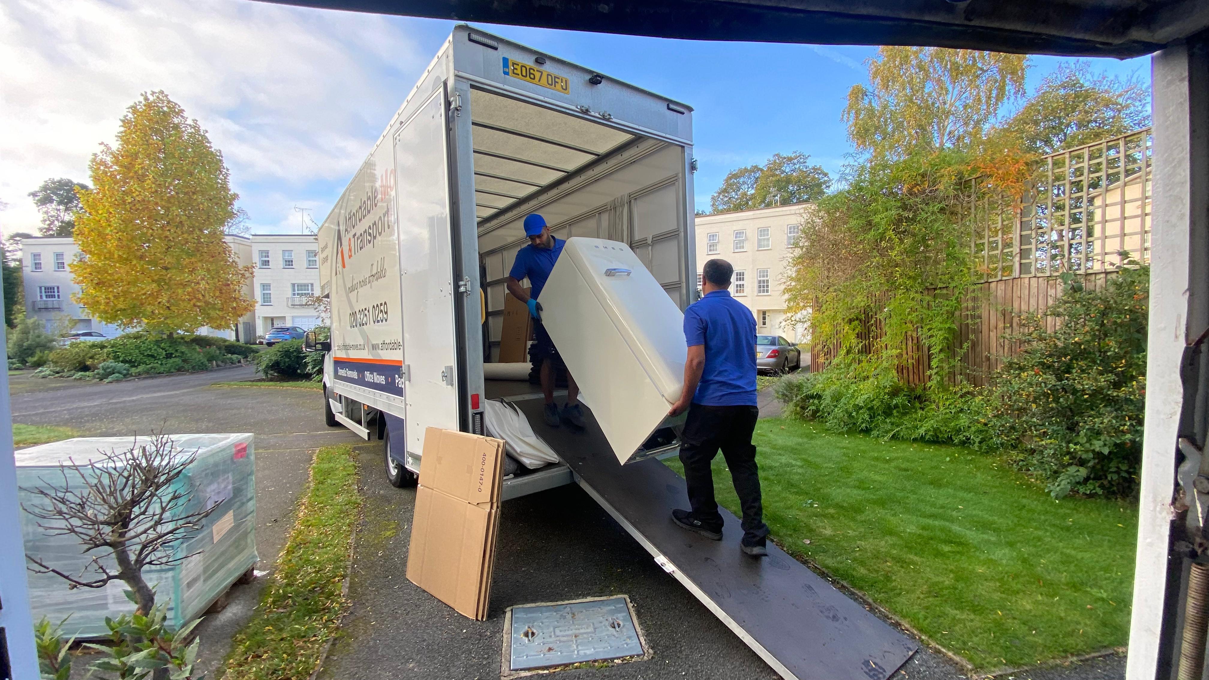 Van used for transporting containerized storage